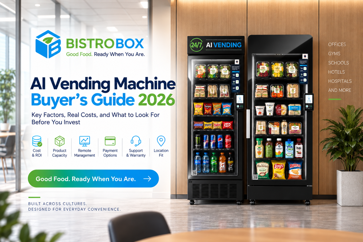 BistroBox AI Vending Machine Buyer’s Guide 2026 featuring BOX GO and BOX PRO