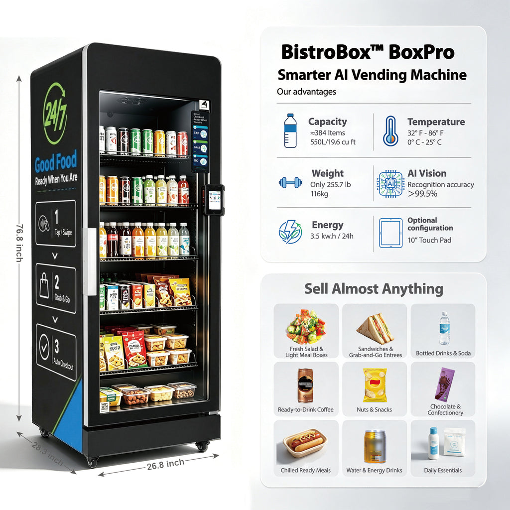 BistroBox BoxPro: 555L Large AI Vending Machine for High-Traffic