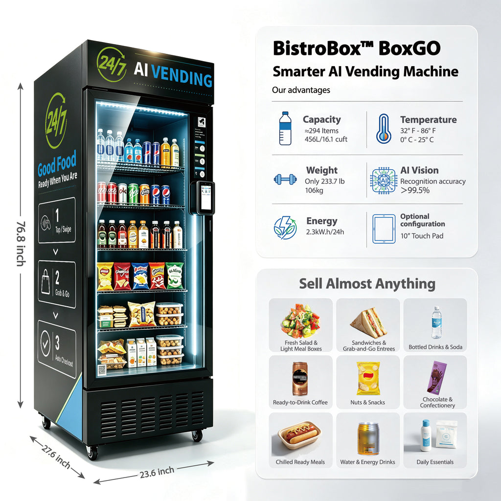 BistroBox BoxGO: 456L AI Vending Machine for Offices & Gyms
